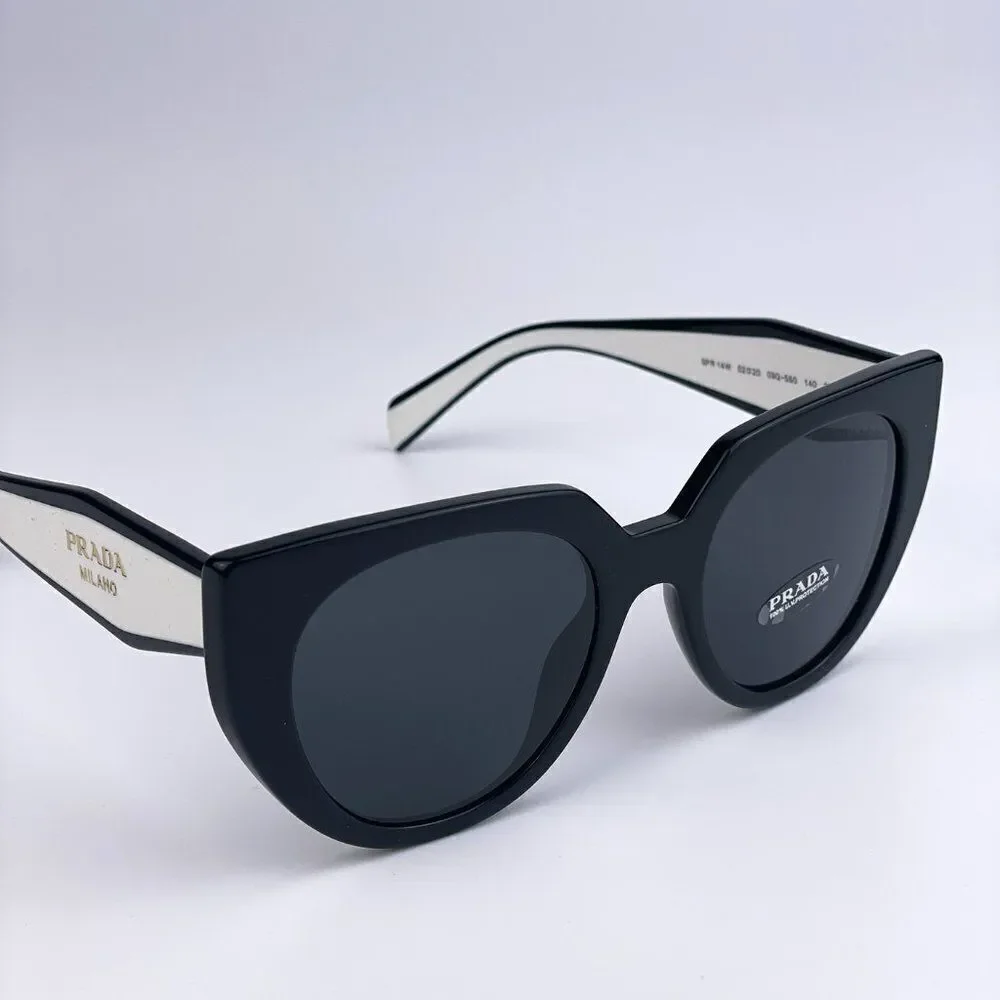 NEW Prada PR14WS 09Q-5S0 Black Talc Gray Cat Eye Oversized Women Sunglasses